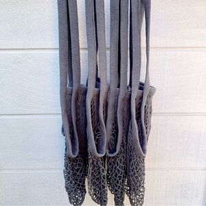 Gray Mesh Market Net Tote Bags
